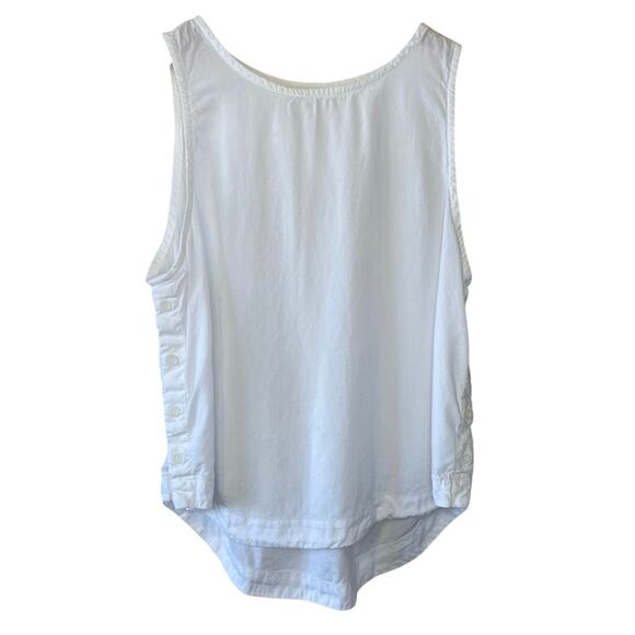 Bella Dahl High Neck Whight Classic Tank W/ Side Button Detail - Picture 2 of 9